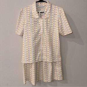 Vintage Carriage Court Blouse Skirt Set Pastel With Pockets!